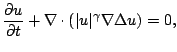$\displaystyle \frac{\partial u}{\partial t} + \nabla \cdot
(\vert u\vert^{\gamma}\nabla\Delta u) = 0, $