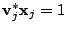 $ \mathbf{v}_j^*\mathbf{x}_j=1$